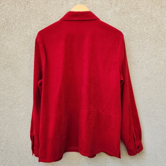 TALBOTS Women's Blouse Extra Large Red Long Sleeve Stretch Lined Top - Picture 2 of 10